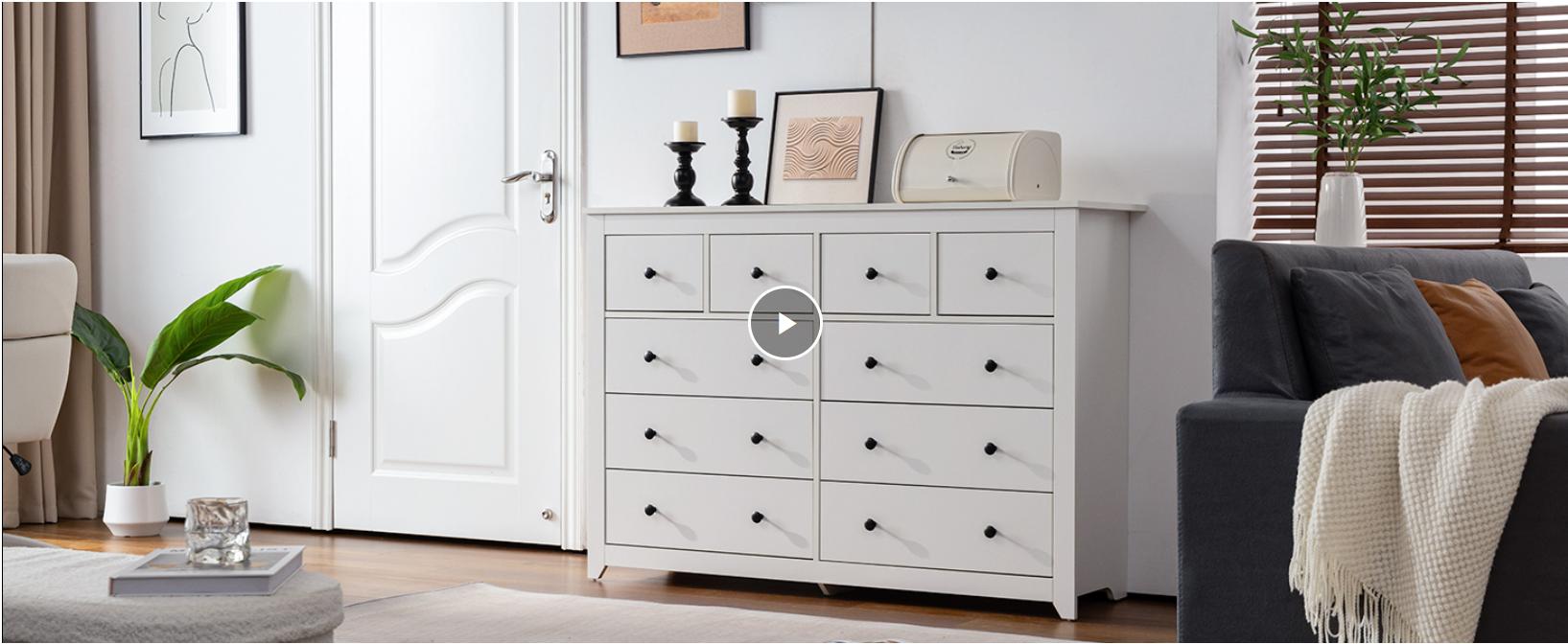 Raybee Furniture 5/6/10 Wood Drawers Dresser, Smooth Metal Rail & Chests of Drawers for Hallway & Bedroom Storage Organizer