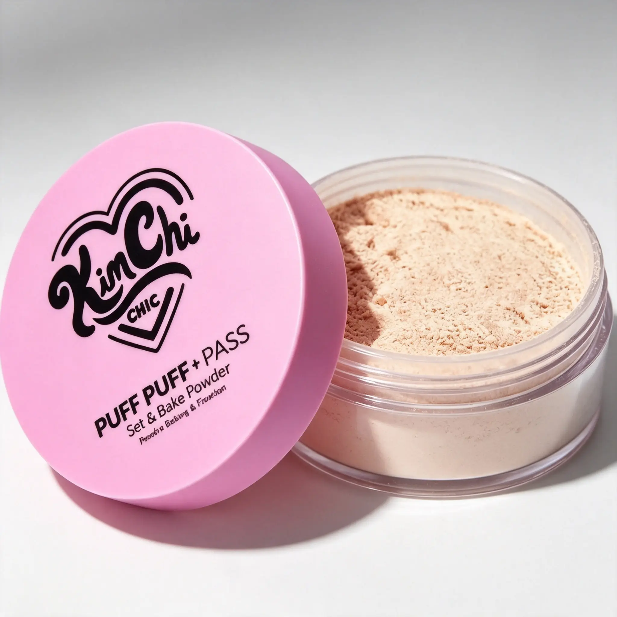 KimChi Chic Puff Puff Pass Set And Bake Powder, Rice Powder And Vitamin E Infused Loose Setting Powder, Lightweight Translucent Powder For Smooth Airbrushed Looking Makeup Finish