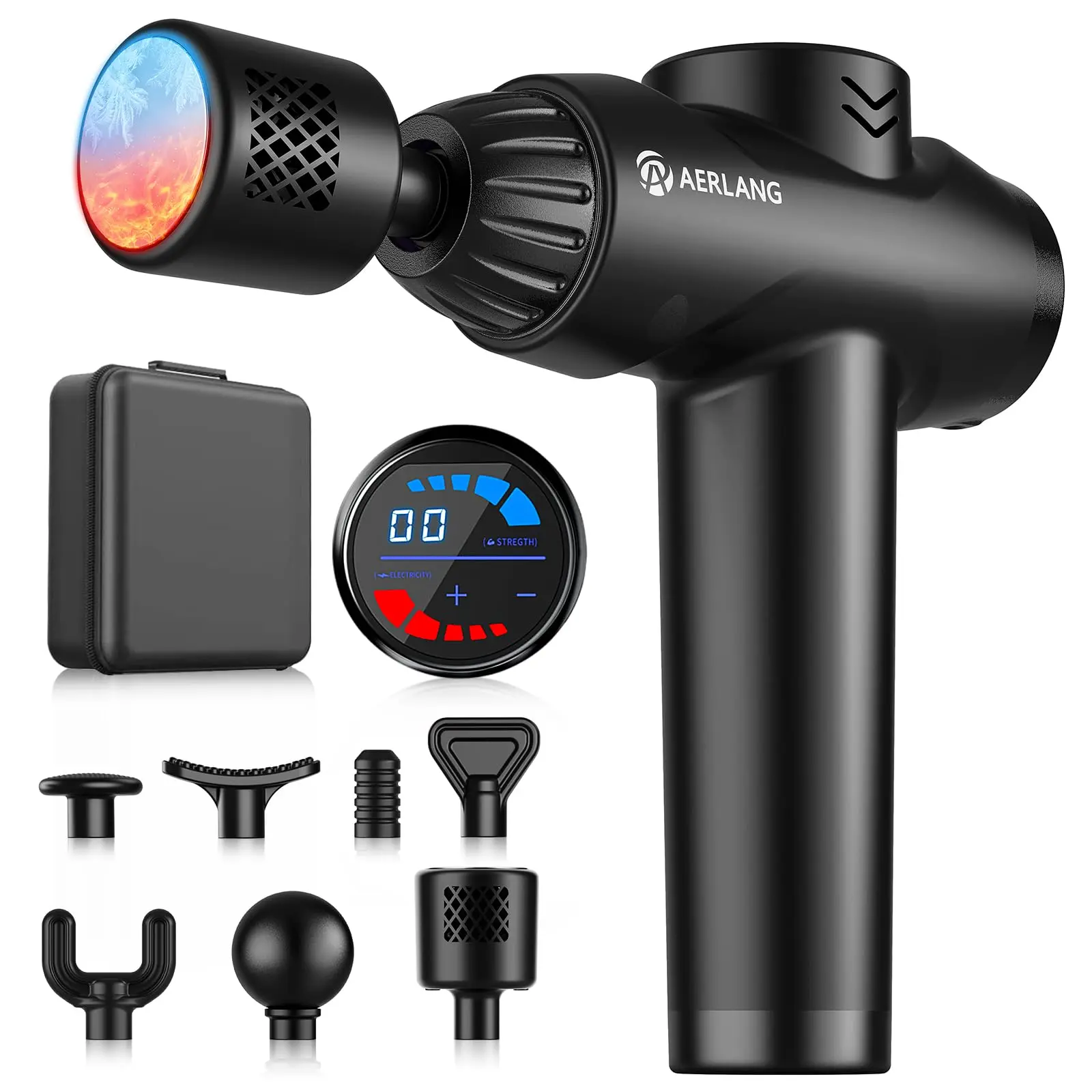 AERLANG Massage Gun with Heat and Cold,Deep Tissue Massage Gun, Back and Neck Massager for Pain Relief,Muscle Percussion Massager,Handheld Messager with 7Heads&Silent Birthday Gifts for him,back to school,back to school haul