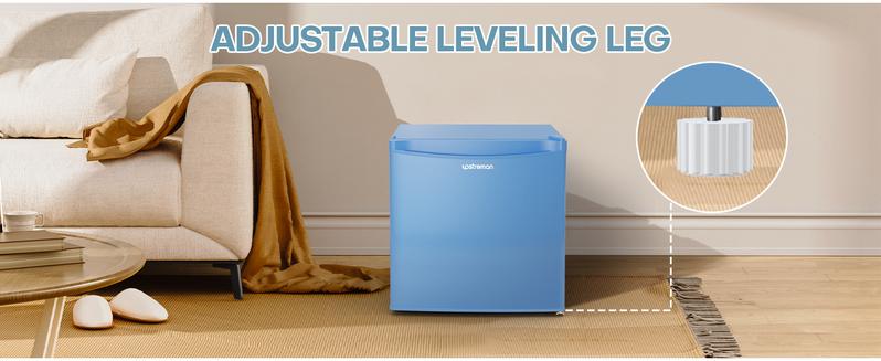 Upstreman mini fridges 1.7 Cu Ft with Freezer FR17 Adjustable Thermostat Energy Saving Low Noise Single Door Compact Refrigerator for Dorm Office Can Bedroom blue fridge mini  brands Small pantry drink fridge skincare fridge Portable