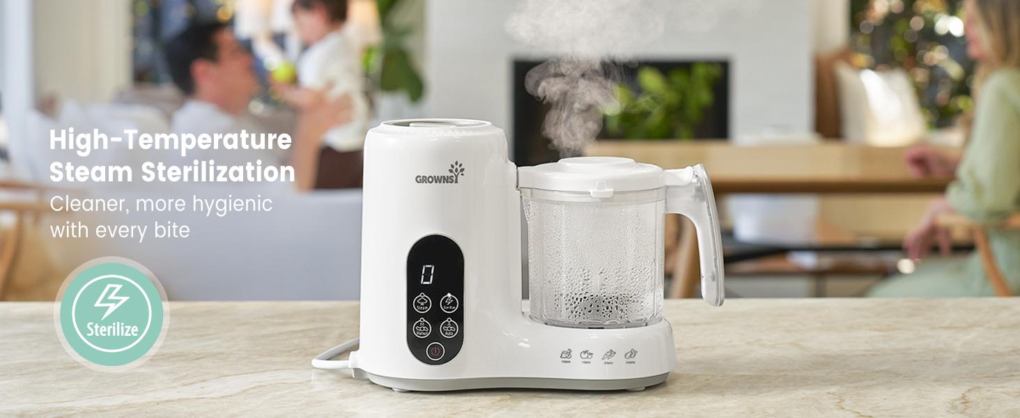 Grownsy Baby Food Maker with Steam Basket, One Step Baby Food Processor Steamer Puree Blender Grinder Mills Machine, Auto Cooking Grinding and Sterili-zing, 2025 New Product