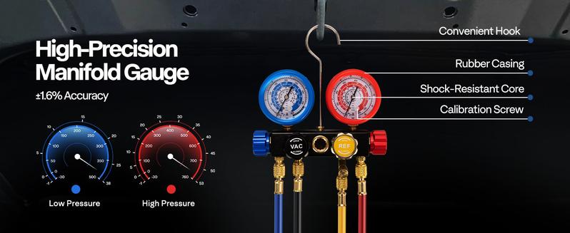 VIVOHOME Upgraded 4CFM 1/3 HP 1-Stage HVAC Vacuum Pump and 4 Way AC Manifold Gauge Set with Leak Detector, 5ft Hoses & Accessories for R134a R12 R22 R502 R410a Automotive Air Conditioner Maintenance VIVOHOME Upgraded 4CFM 1/3 HP 1-Stage HVAC Vacuum Pump and 4 Way AC Manifold Gauge Set with Leak Detector, 5ft Hoses & Accessories for R134a R12 R22 R502 R410a Automotive Air Conditioner Maintenance