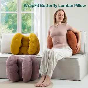 Butterfly Lumbar Pillow – Ergonomic Wrap-Around Back Support Cushion for Sofa, Office Chair & Reading, Soft Corduroy Comfort Pillow