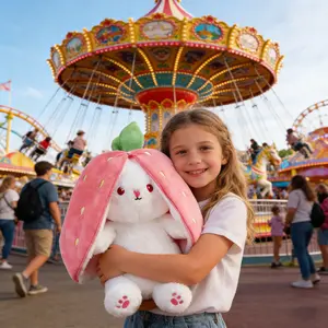 Ultra Soft Strawberry Bunny Plush Toy - No-Light Kawaii Stuffed Animal Ideal for Cuddling and Gifting