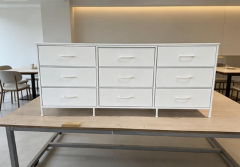 9-Drawer TV Stand ZH-DS11, Iron Frame + Particle Board + Non-Woven Fabric Drawers, 78 x 46.5 x 25.5 cm, Black, 19 kg/41.89 lb