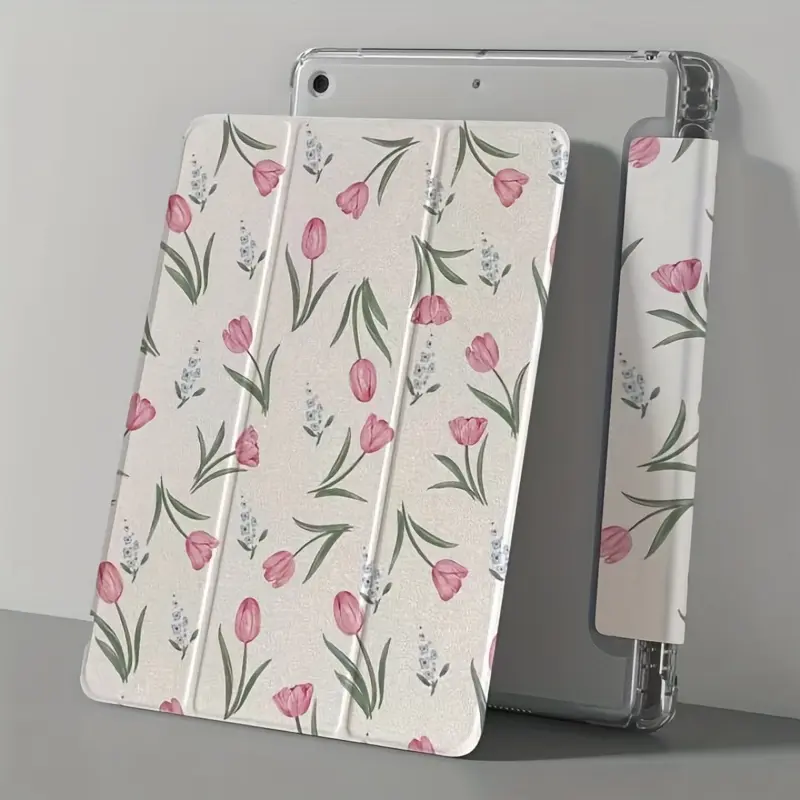 Spring Tulip Mixed Color iPad Protective Case with Auto Sleep-Wake Feature - Tablet Covers for iPad 11 (2025), 10.9, Air4/5/6/7 (2025), 10.2, Pro11/10th/9.7/10.5, Offering Protection & Smart Tablet Accessories