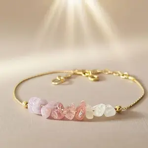 Menopause Support Crystal Chip Bracelet – Lepidolite, Strawberry Quartz & Moonstone Healing Jewelry