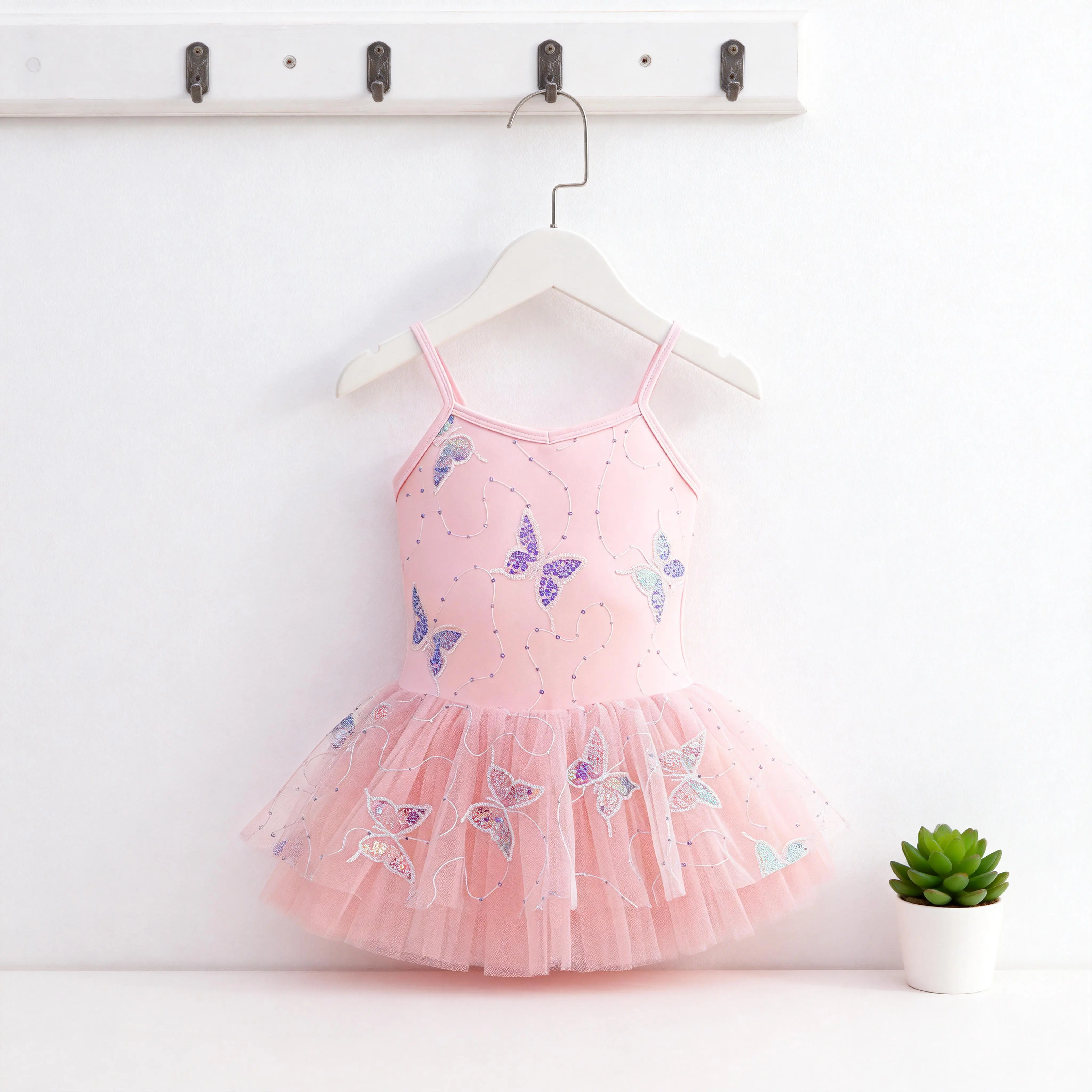 Girls' Butterfly Glitter Ballet Leotard with Tutu Skirt - Sparkly Dance Outfit, Playful Costumes & Accessories for 4-5t, 6-8y, 8-10y