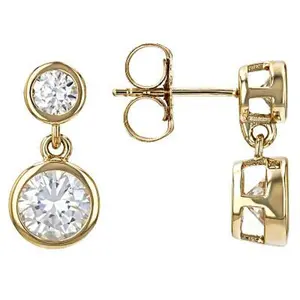 JTV Moissanite 14k Yellow Gold Over Silver Earrings 2.46ctw DEW