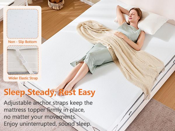 Memory Foam Mattress Topper with Removable Soft Cover, Thick Gel Infused Cooling Toppers Pad for King Size Bed, Sleeper Sofa, RV, Camper, CertiPUR US Certified, Ventilated