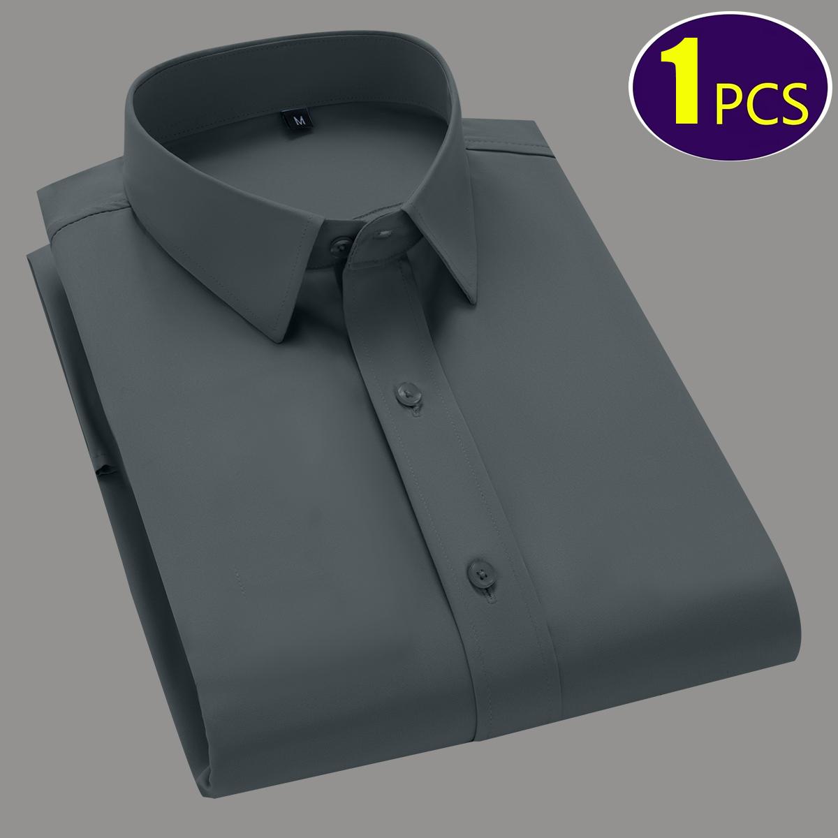 8-Pack Men's Long Sleeve Shirt Design Diamond Button Banquet Business Professional Dress Non-ironing Suit Shirt Casual Tooling