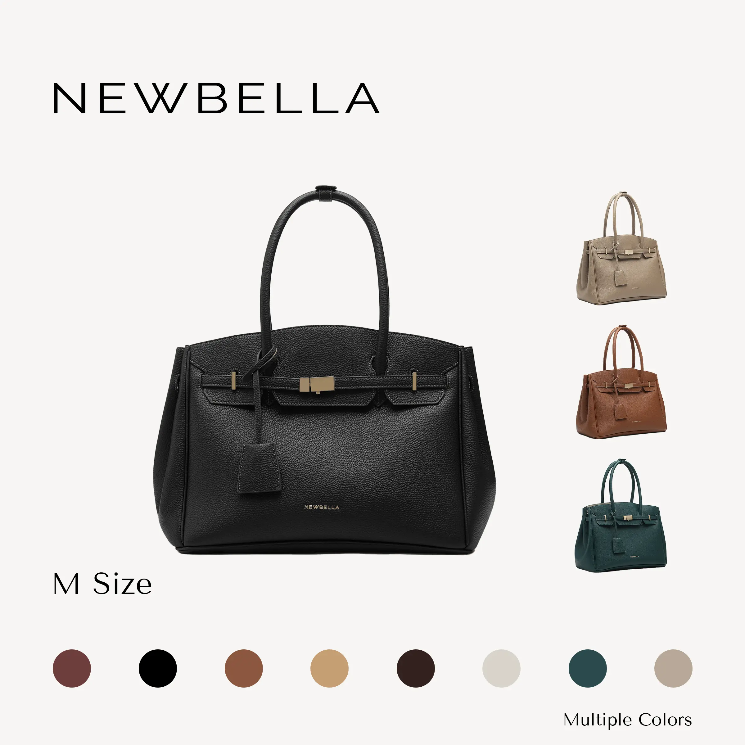 NEWBELLA Miranda M Size Top Handle Tote Bag- 13-Inch Laptop Work Bag with Organizer, Adjustable Crossbody Strap, Convertible Vegan Leather Handbag for Office, Travel and Everyday Use