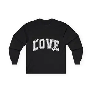 LOVE Heart College Style Long Sleeve Tee | Vintage Varsity Love Shirt