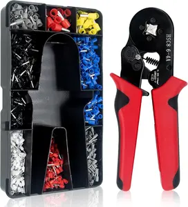 Ferrule Crimping Tool Kit, AWG 28-7 Self-adjustable Ratchet Wire Crimping Tool, Crimper Plier Set with 1200 COUNTS Wire Terminals Crimping Connectors Wire End Ferrules