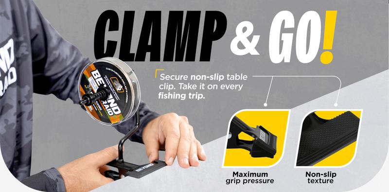 Beyond Braid EZ Fishing Line Spooler – Portable Table Mounted Reel Spooler for Spinning & Baitcasting Reels – Adjustable to Fit Multiple Size Spools of Fishing Line