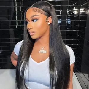 OQ HAIR 13x4 Lace Frontal Human Hair Wigs 220% Density Straight Lace Front Wig Pre Plucked Natural Hairline Vacation Long Human Hair Wigs Outdoorfun dealsforyoudays