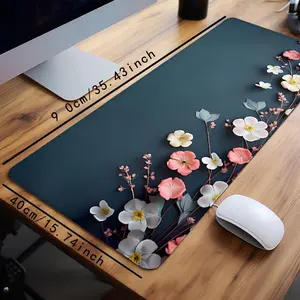 Colourful Flowers  Pattern Desk Mat, Rectangle Gaming Mousepad with Non-Slip Rubber Base, Office Decorative Mouse Mat For Home Office Desk, Desk  Poccessories