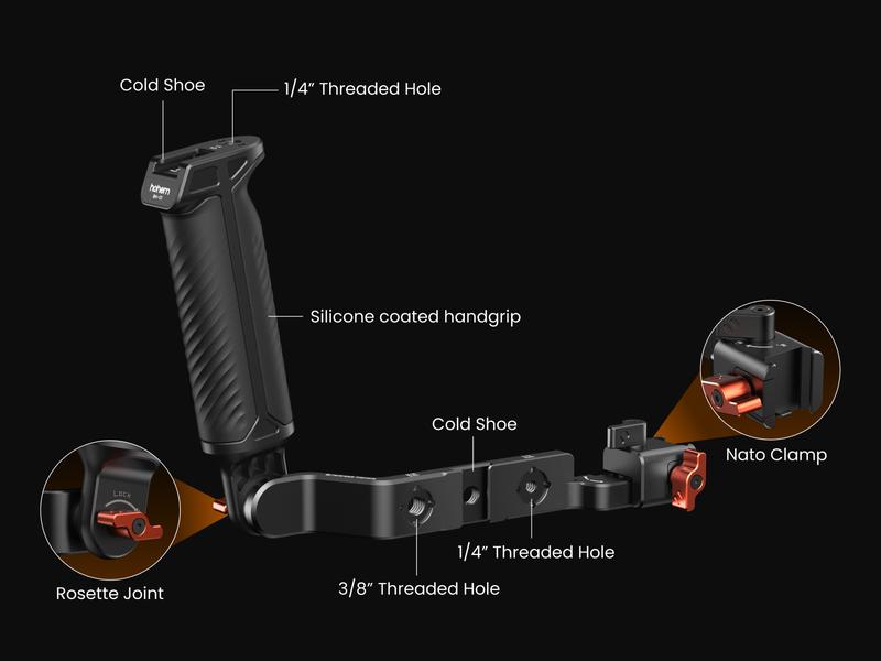 hohem Adjustable Sling Handgrip for hohem iSteady MT2, M6 Gimbal, Gimbal Sling Handle with Built-in Wrench, Multiple Threaded Holes, hohem Briefcase Handle for Low Angle Shooting Aluminum Handgrip for Camera Gimbal
