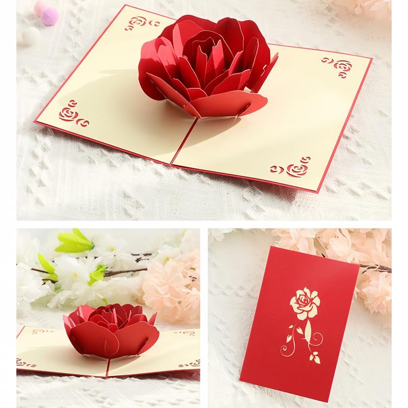 Valentine's Day Card, 3D Pop-Up Card with Flower Bouquet Keepsake Gift, Romantic Valentines Gifts and Flowers 2-in-1 Idea for Valentine, Birthday, Wedding, Anniversary, Easter, Wife Husband, Mom, Women, Him Her, Girlfriend Boyfriend
