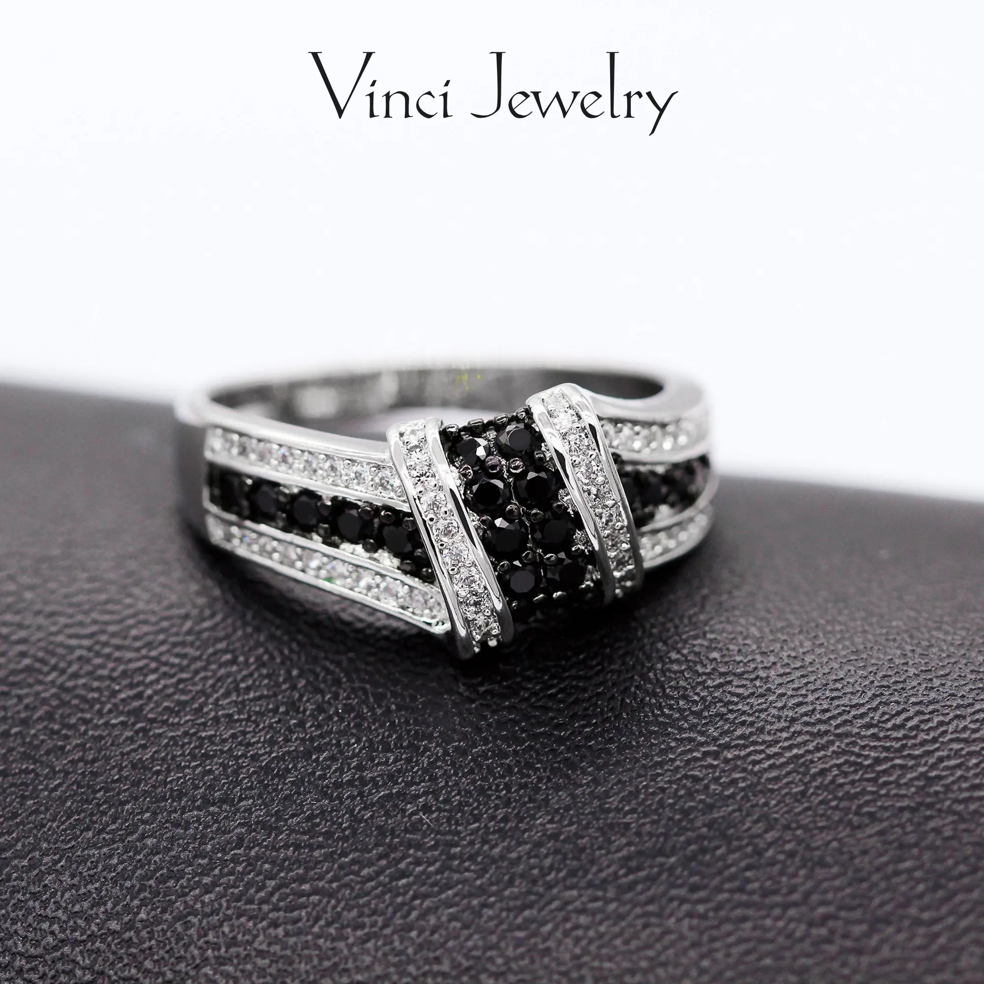 925 Synthetic Obsidian Ring with Black and White 5A CZ Accent Design, Exquisite and Luxurious Women's Jewelry for Lover, Stylish Ring Perfect Gift for Girls Daily Wear and Party, Birthday and Christmas Gift with Box