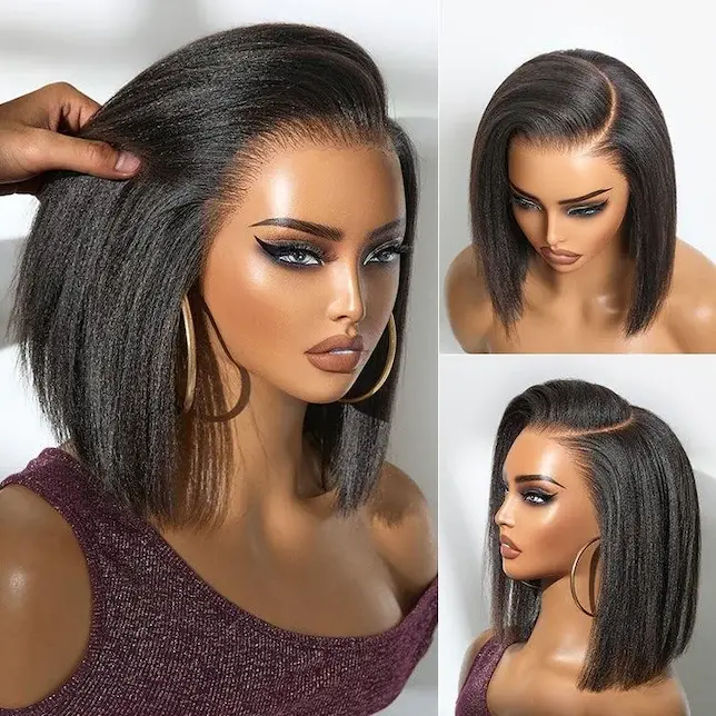 Ashimary Yaki Straight Glueless Bob Wig Pre Cut HD Lace Wig Natural Black Human Hair Wig Put On Go WIg Pull Go Cap#summerwins
