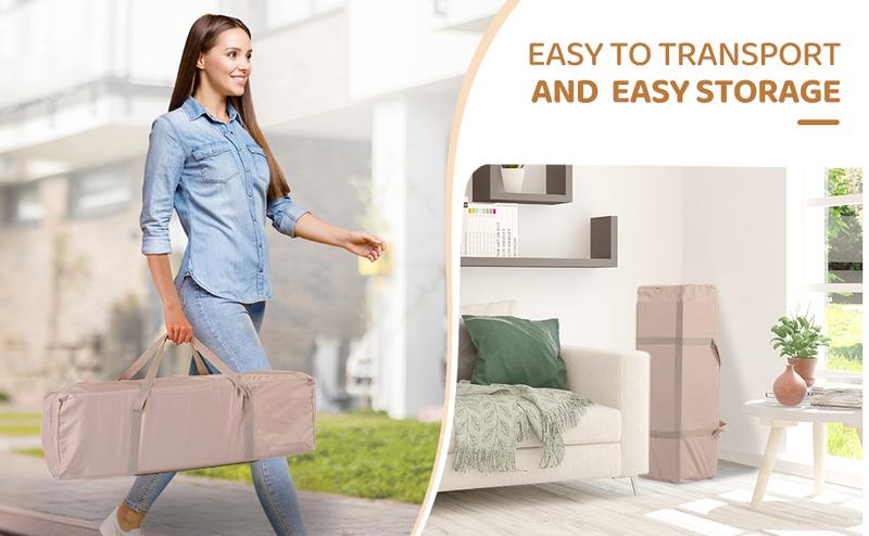 JOYMOR Twin Bassinet for Baby, Bedside Bassinet, Convertible to Bedside Sleeper & Playpen Foldable Portable Sleeping Cot with Wheels & Brake