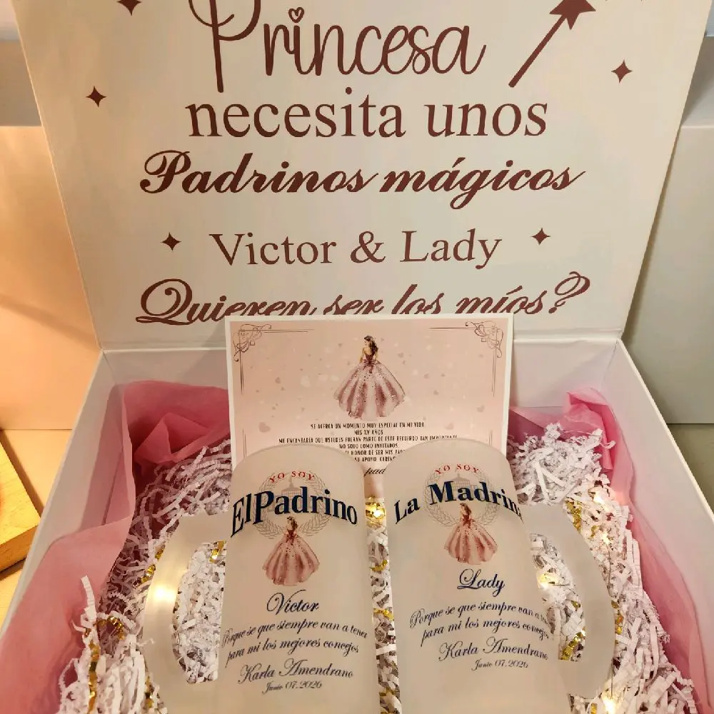Sweet Fifteenth Godparents Proposal Gift Box with 2 Customizable 16oz Glasses for Future Godparents Names