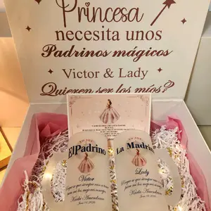 Sweet Fifteenth Godparents Proposal Gift Box with 2 Customizable 16oz Glasses for Future Godparents Names