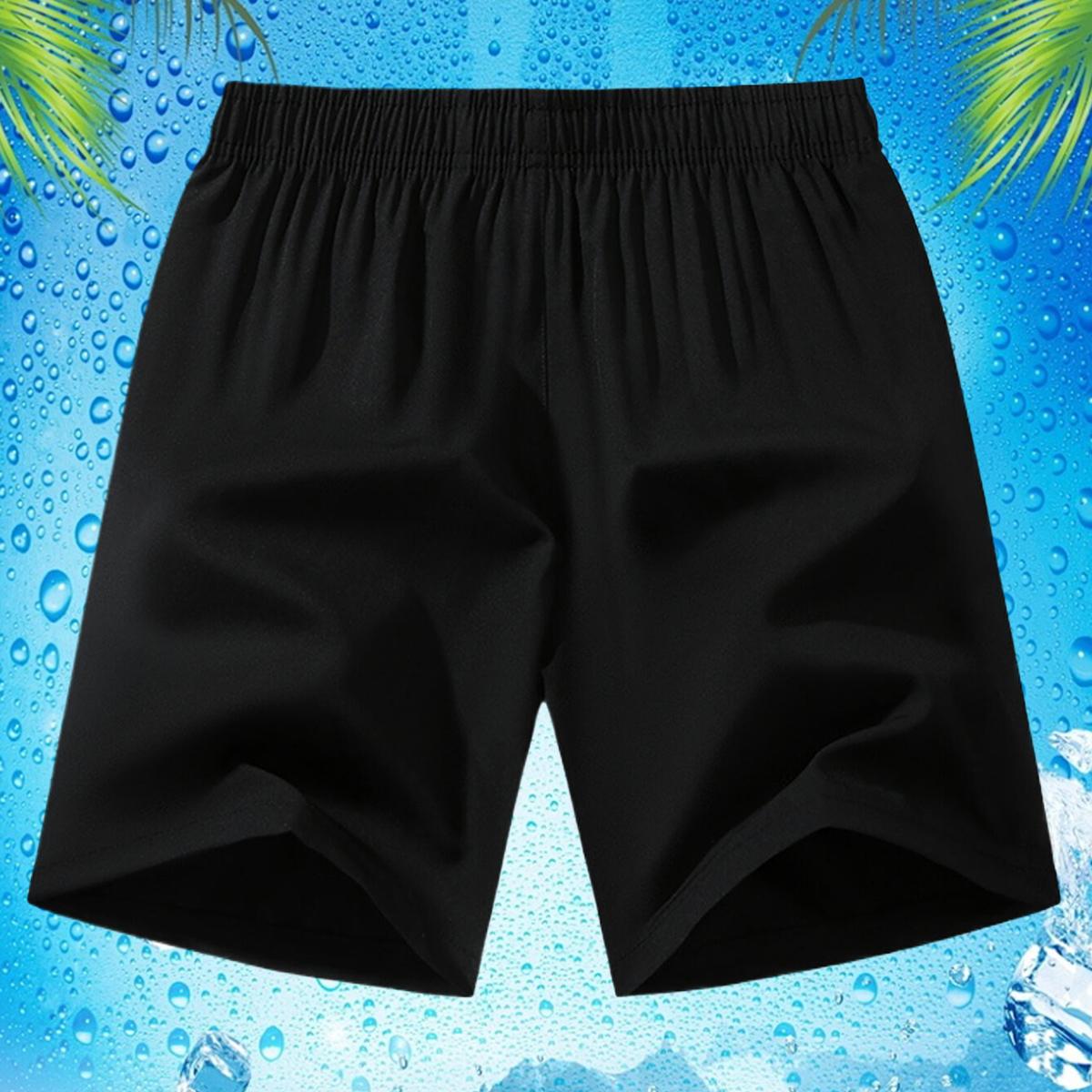 Men’s shorts with zippered pockets, summer ice-feel ice silk beach shorts, quick-dry sports casual shorts with an ice-feel finish, lightweight basketball shorts, men’s apparel, suitable for running and fitness.