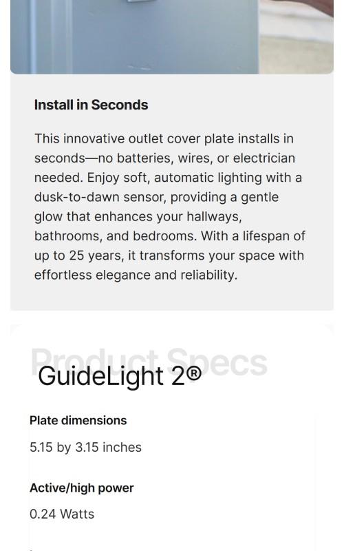 GuideLight - Automatic on/off Pathway and Accent Lighting Outlet Cover