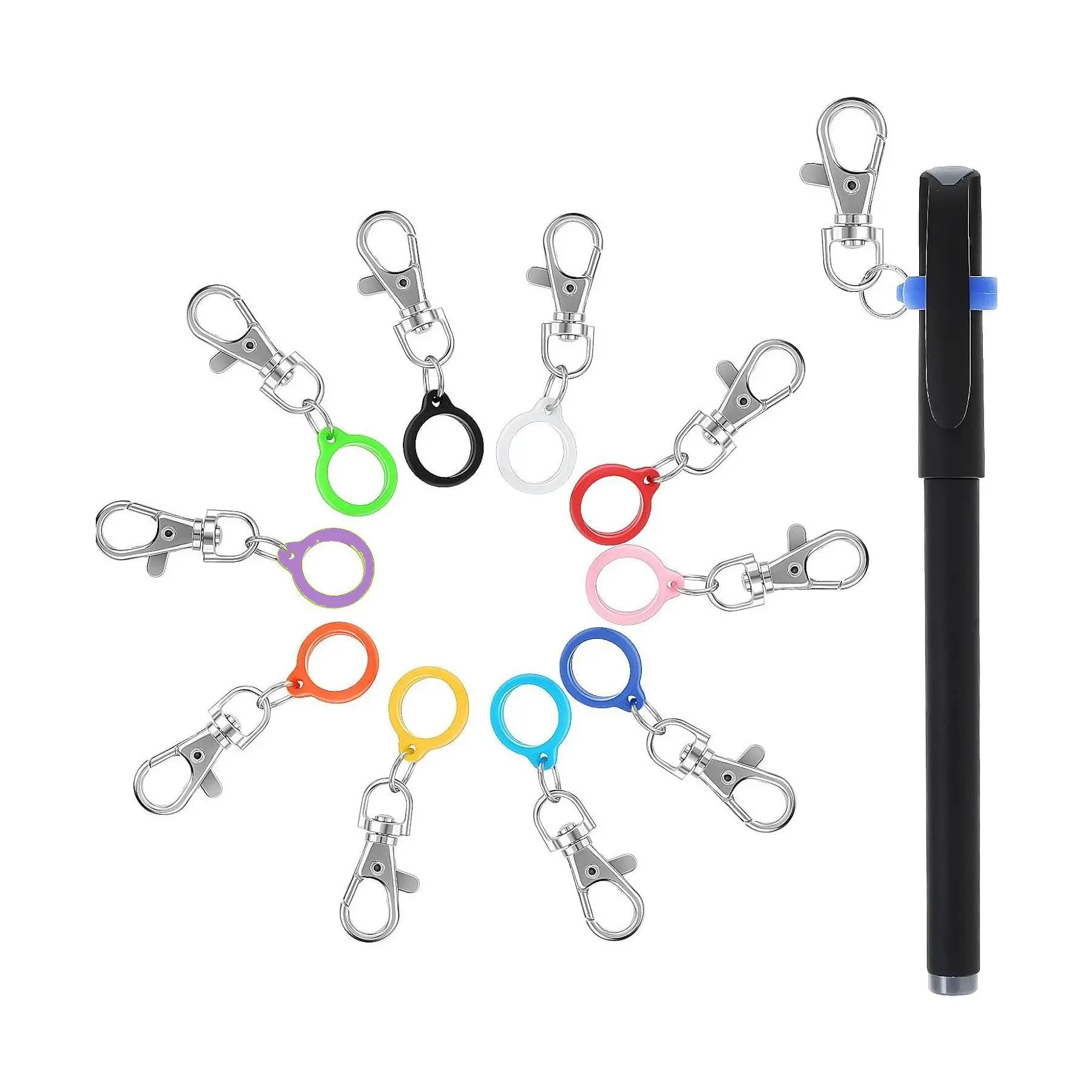 Silicone Pen Clip with Lobster Clasp, 10pcs Pen Holder Badge Reel Clips, Badge Holder Accessories for Office School, ID Badge Holder, Name Tag Clip, ID Holders for Badges