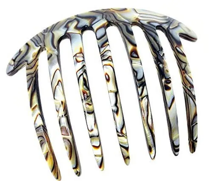 French Amie 7 Teeth Handmade Cellulose Side Hair Comb for Women and Girls