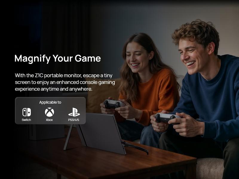 ARZOPA 16.1" Portable Monitor 100%sRGB FHD 1080P Portable Laptop Monitor Display IPS Eye Care Screen for High-end Office & Entertainment