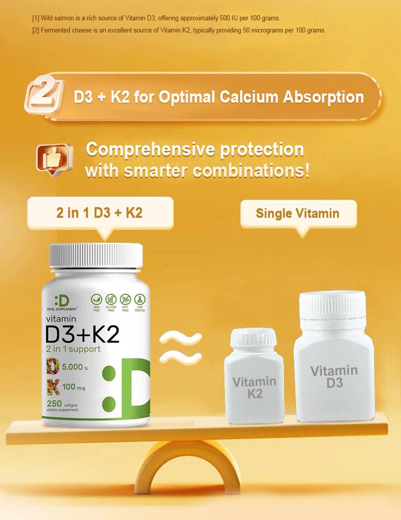 Deal Supplement Vitamin D3+K2 | Immune Support | Bone Health | 250 Veggie Softgels Healthcare Dietary Deal Supplement Vitamin D3+K2 | Immune Support | Bone Health | 250 Veggie Softgels Healthcare Dietary