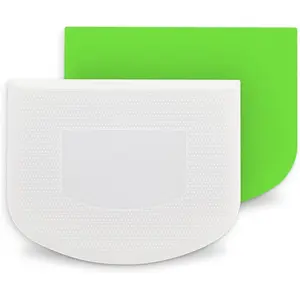 Plastic Bench Scraper for Baking - 2 White Bowl Scraper - Flexible Food Safe Dough Scraper Multipurpose Good Grip Curved and Flat Edge Dough Cutter - Essential Pan Scraper for Kitchen Use - RamPro