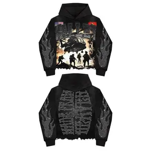 Printed pattern shirt unisex streetwear pattern T-shirt casual spandex women's hooded sweatshirt