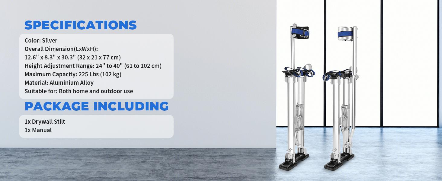Painting Drywall Stilts, Adjustable Aluminum Plastering Tool Stilts, Multi-size Drywall Stilts, Professional Drywall Stilts Reliable Rubber Heavy Duty Portable non-slip work