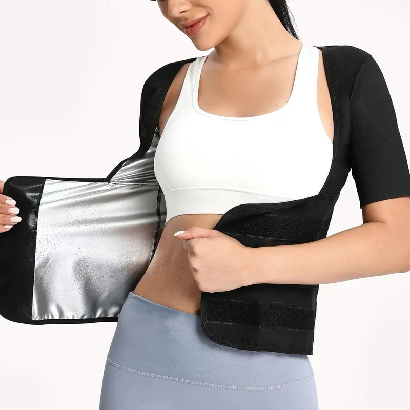 Women's Fitted Zip-Up Sauna Sweat Vest with Built-In Bra - Breathable Stretchy Compression Waist Trainer, Tummy Control Women's Clothes, Gym Workout Apparel for Fitness Training Sports Tops