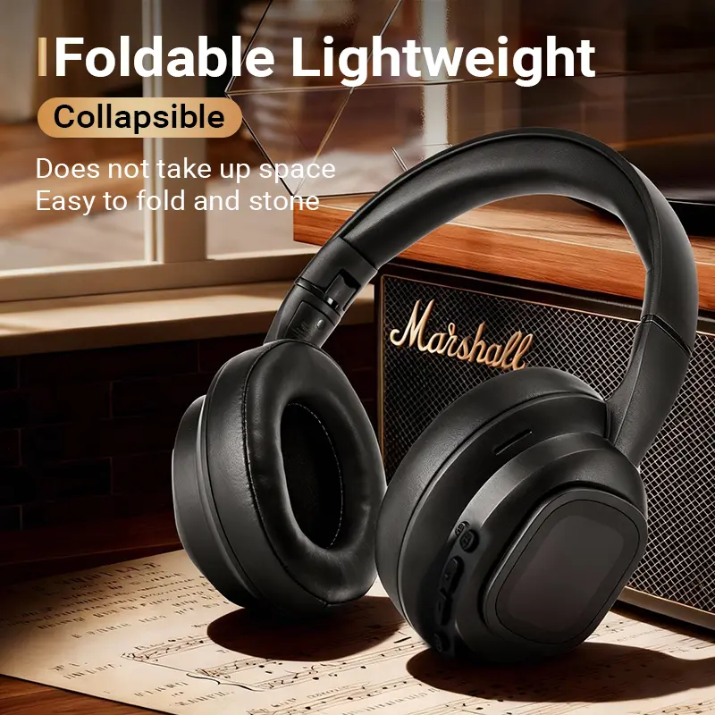 Wireless Noise-Cancelling Over-Ear Electronic Headphones with Deep Bass Audios, Lightweight Foldable Design, Built-in Microphone, Rechargeable Batteries, Bluetooth Compatibility for Laptops & Mobile Phones (Android/iOS, Perfect Gift Option), Lithium Ion