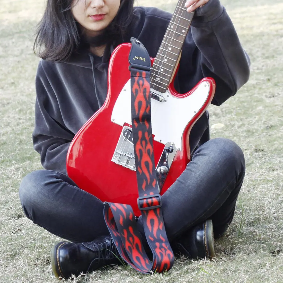 Guitar Strap, 4 Counts Flame Print Guitar Strap, Universal Guitar Strap for Electric Wood Guitar, Music Accessories for Men & Women