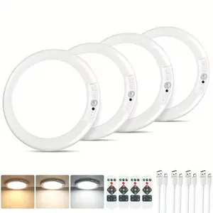 4Pcs Rechargeable Motion Sensor LED Ceiling Light, Wireless Battery-Operated Overhead Lamp, 3-Color Dimmable Indoor Light for Closet, Pantry, Hallway, Shower, Shed, Modern Semi-Flush Mount(5000amh)