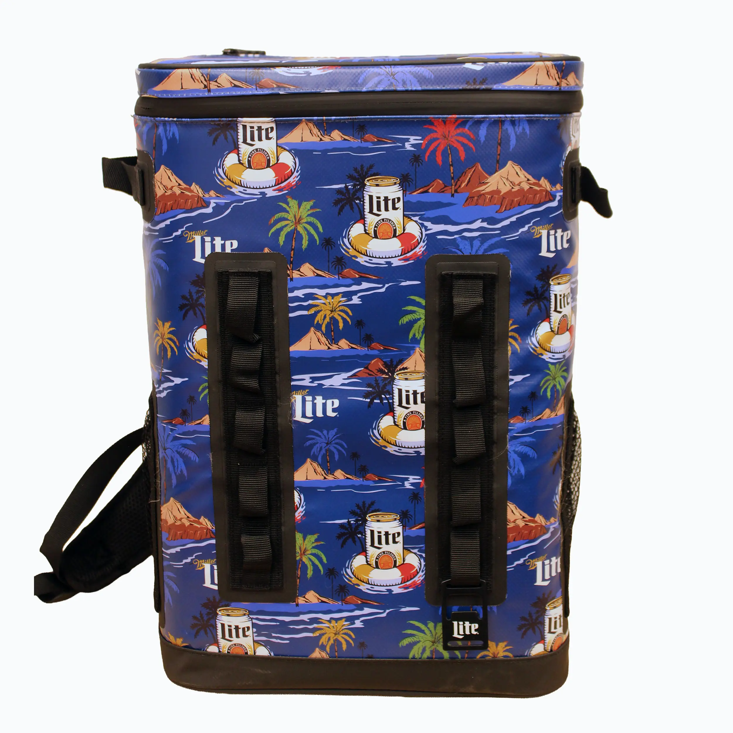 Miller Lite High-Capacity PVC Cooler Backpack, 20L 24-Can Capacity, 48H Cooling Performance, Ideal for Sports, Festivals, Melted Ice Containment, Heavy-Duty Materials, Coolers, Adults, Outdoor Fun