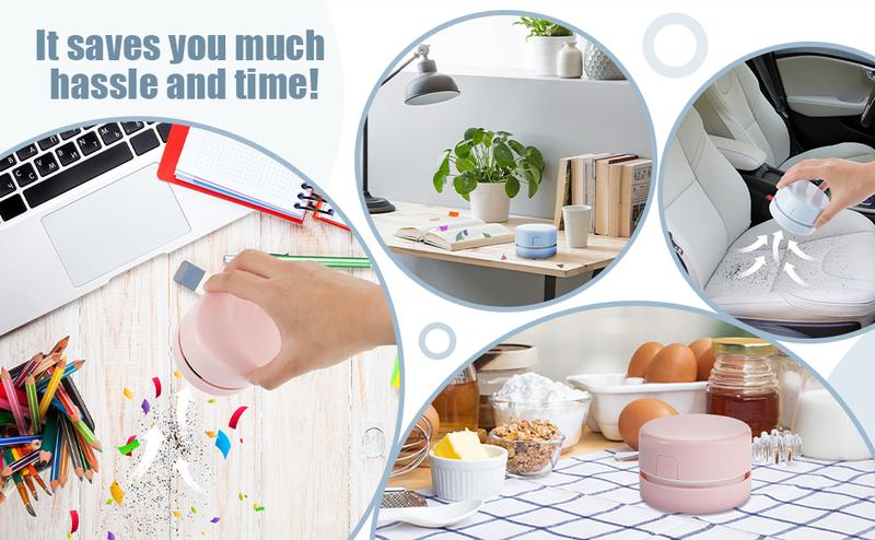 Desktop Vacuum Cleaner,Mini Table dust Sweeper Energy Saving,High Endurance up to 90 mins,Rotatable Design for Keyboard/Home/School/Office(Charging version)