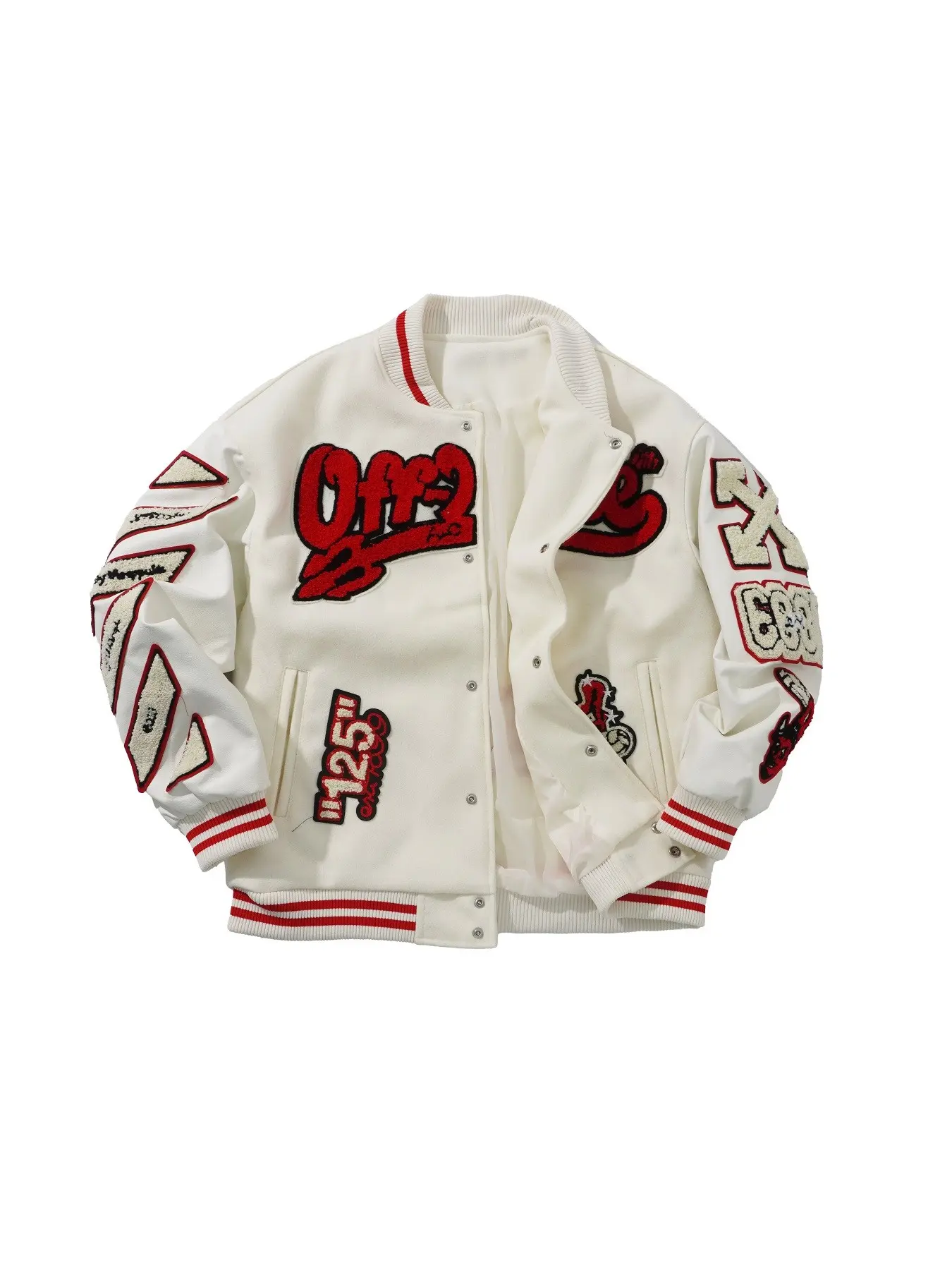 Unisex Hip-Hop Embroidery Jacket Coats, Long Sleeve Casual Loose-Fitting Design, Stylish Daily Wear Vibe Outerwear, Comfortable & Versatile Fashion Piece