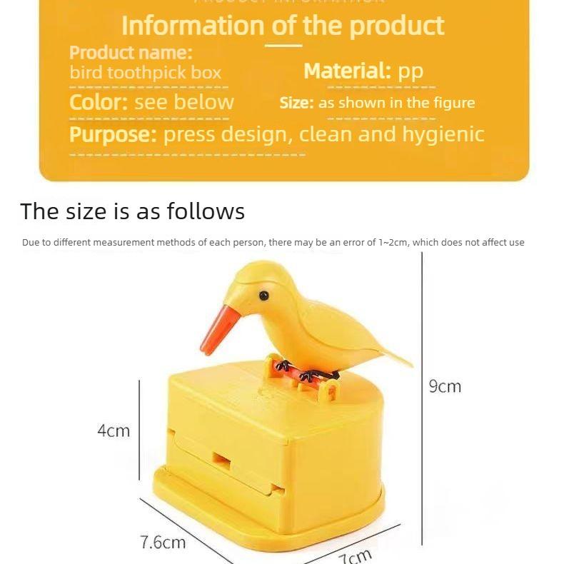 Bird Toothpick Holder Box Fully Automatic Children's Toy Creative Bird Pecking Smart Toothpick Dispenser Press-Type Household High Quality Material No Smell