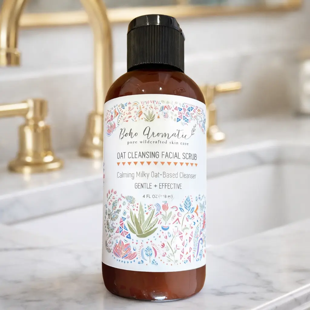 Oat Cleansing Facial Scrub | Gentle Exfoliating Cleanser for Soft, Smooth Skin | Boho Aromatic