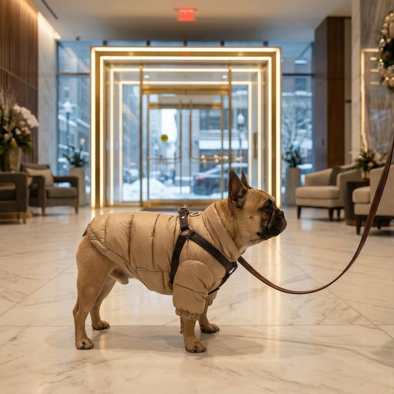 Frenchie Quilted Puffer Winter Jacket – Lightweight Water-Resistant Coat Designed for French Bulldogs