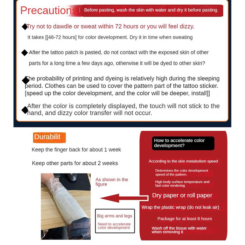 6 Large Graphic Tattoo Stickers, Including 2 With Knife Elements, 2 With Handback Elements, 1 With Bodhi Element, And 1 With Cross Element. They Last For 7-15 Days, Are Water-resistant And Resistant To Friction, And Have A Realistic Effect. They Are