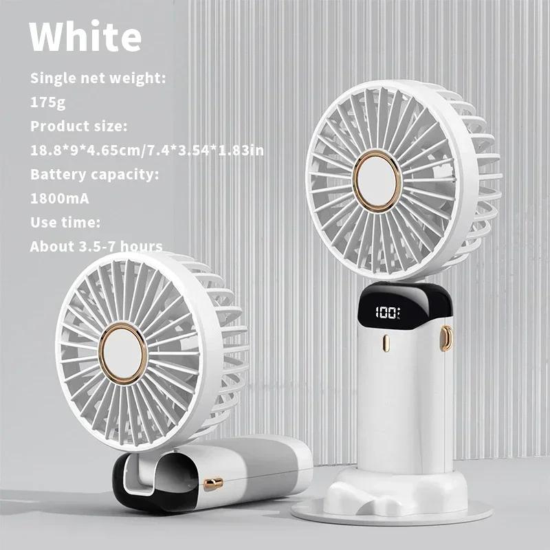 USB Rechargeable Handheld Portable Fan with Phone Holder for iPhone Android Mobile Phone, Cooling Fan with Digital Display, Portable Mini Fan, 90 °   Ajustable Handheld Fan for Outdoor Sports