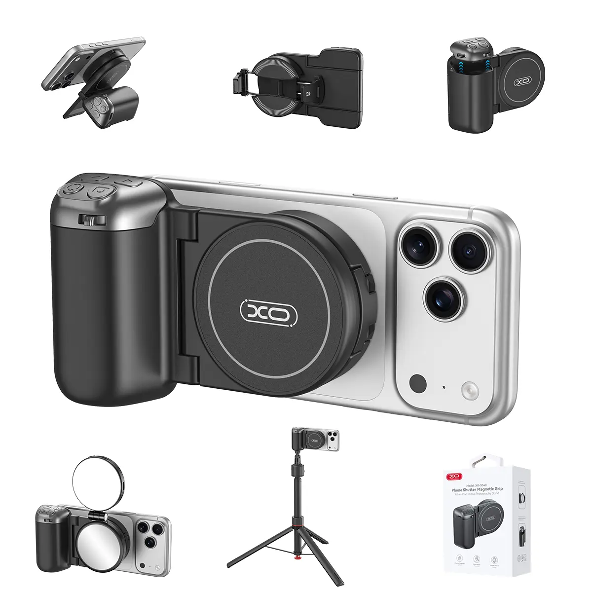 2026 MagSafe Magnetic Shooting Grip - Mobile Cellphone Selfie Accessories with Detachable Wireless Shutter Button, Portable Ergonomic Phone Holder for iPhone & Android, Cellphone Accessories